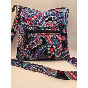 Vera Bradley Top Zip Hipster Crossbody Bag in Haymarket Paisley Black